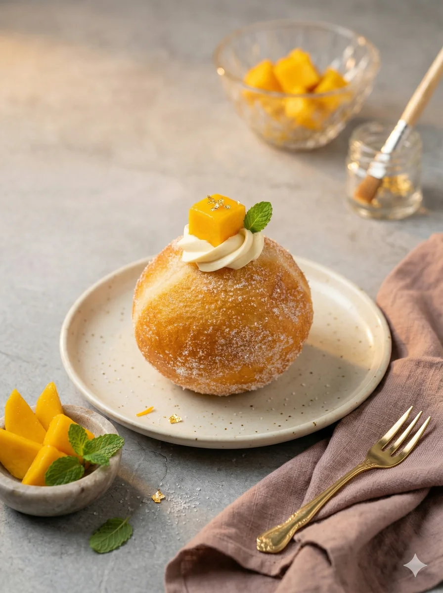 Seasonal eggless Mango Bomboloni, Moi Doughssier, Vashi, Navi Mumbai